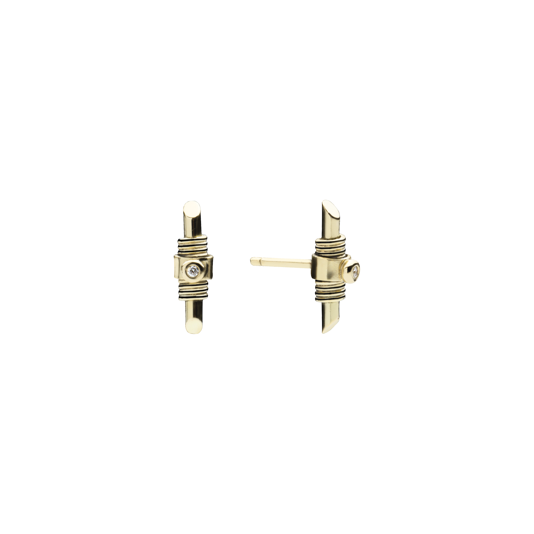 Bullet Gold Earrings - 14K