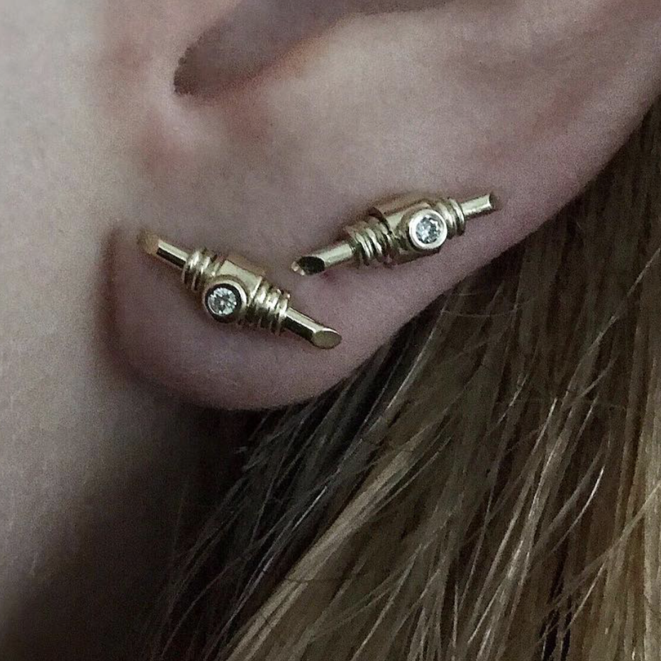 Bullet Gold Earrings - 14K